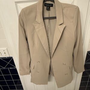 Rachel Zoe Women's Beige Double-Breasted Blazer